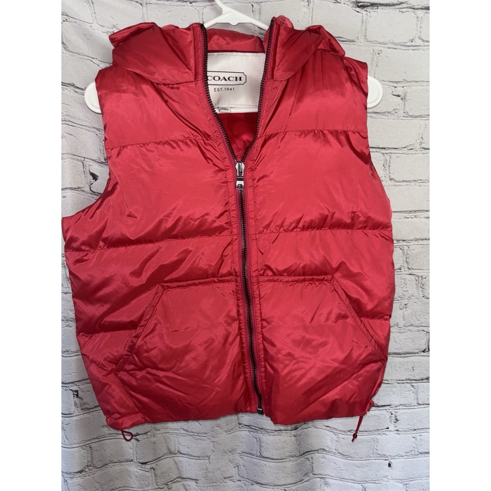 Coach Puffer Vest Women's Hooded Full Zip Duck Down Nylon F83818, $268
